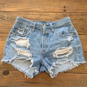 Levi's‎ Light Blue Ripped Jean Shorts